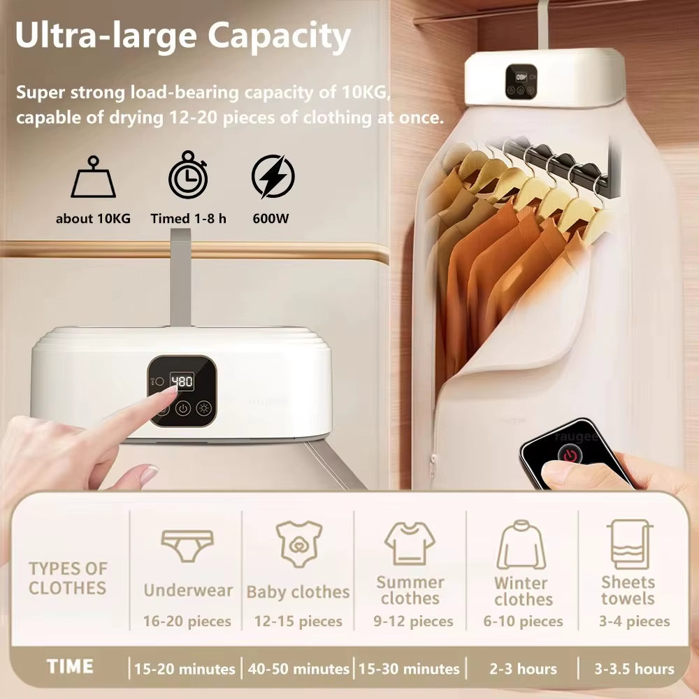 Mini Portable Dryer Foldable Electric Dryer Apartment Portable Dryer Travel RVS with Dryer Bag and Time Set Travel Style